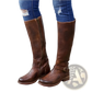 Women's Knee High Leather Knight Boots with Buckles