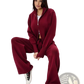 Women's Knit Zip Up Cardigan and Wide Leg Pant Set