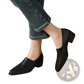 Women's Leather Block Heel Loafers Square Toe Shoes