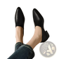 Women's Leather Block Heel Loafers Square Toe Shoes