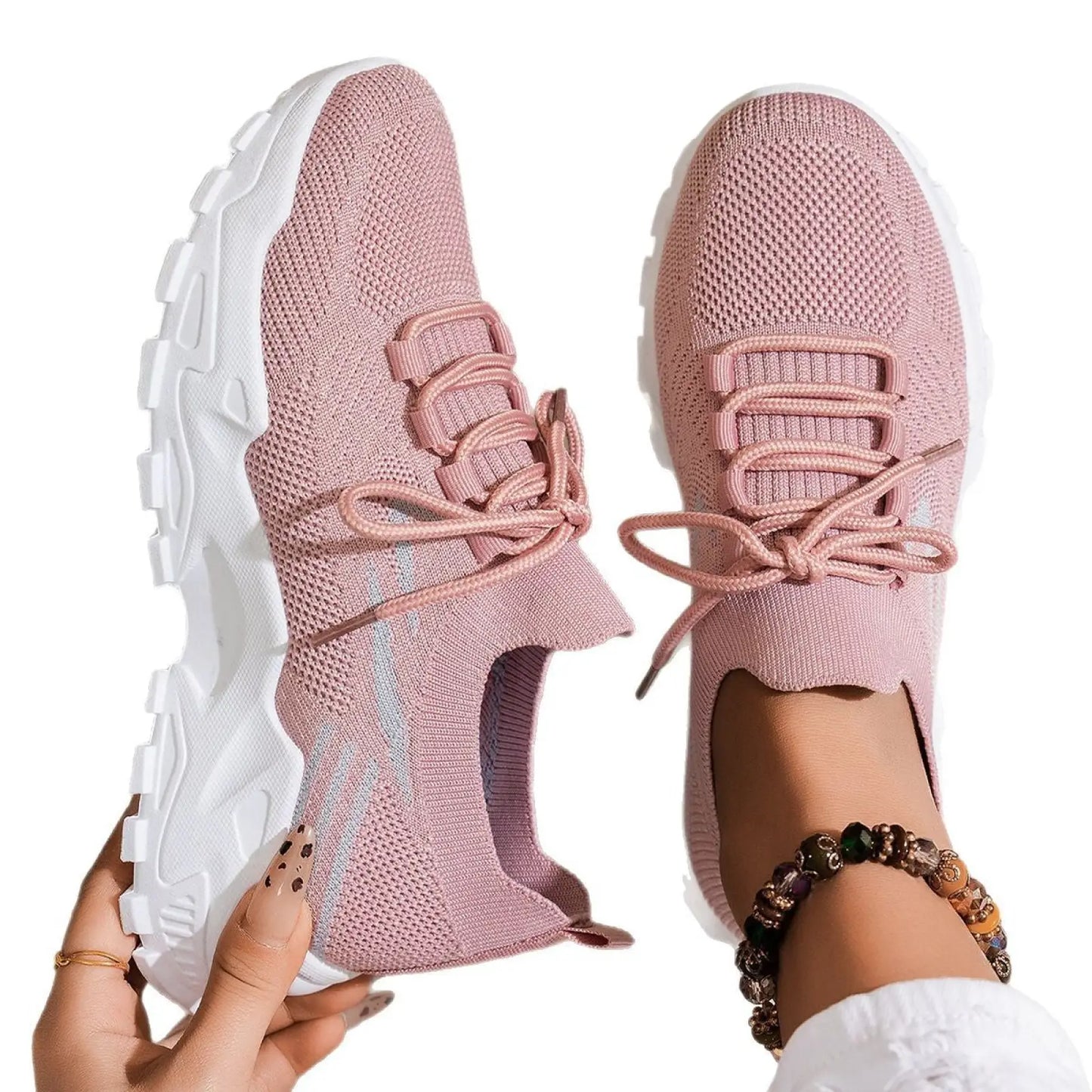 Women's Lightweight Breathable Mesh Lace Up Sports Shoes