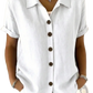 Women's Linen Blend Rolled Cuff Short Sleeve Shirt