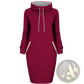 Women's Long Sleeve High Collar Hooded Midi Dress