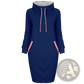 Women's Long Sleeve High Collar Hooded Midi Dress