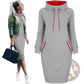 Women's Long Sleeve High Collar Hooded Midi Dress