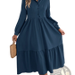 Women's Long Sleeve Tiered Button Down Midi Dress