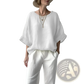 Women's Loose Linen Drop Shoulder Blouse