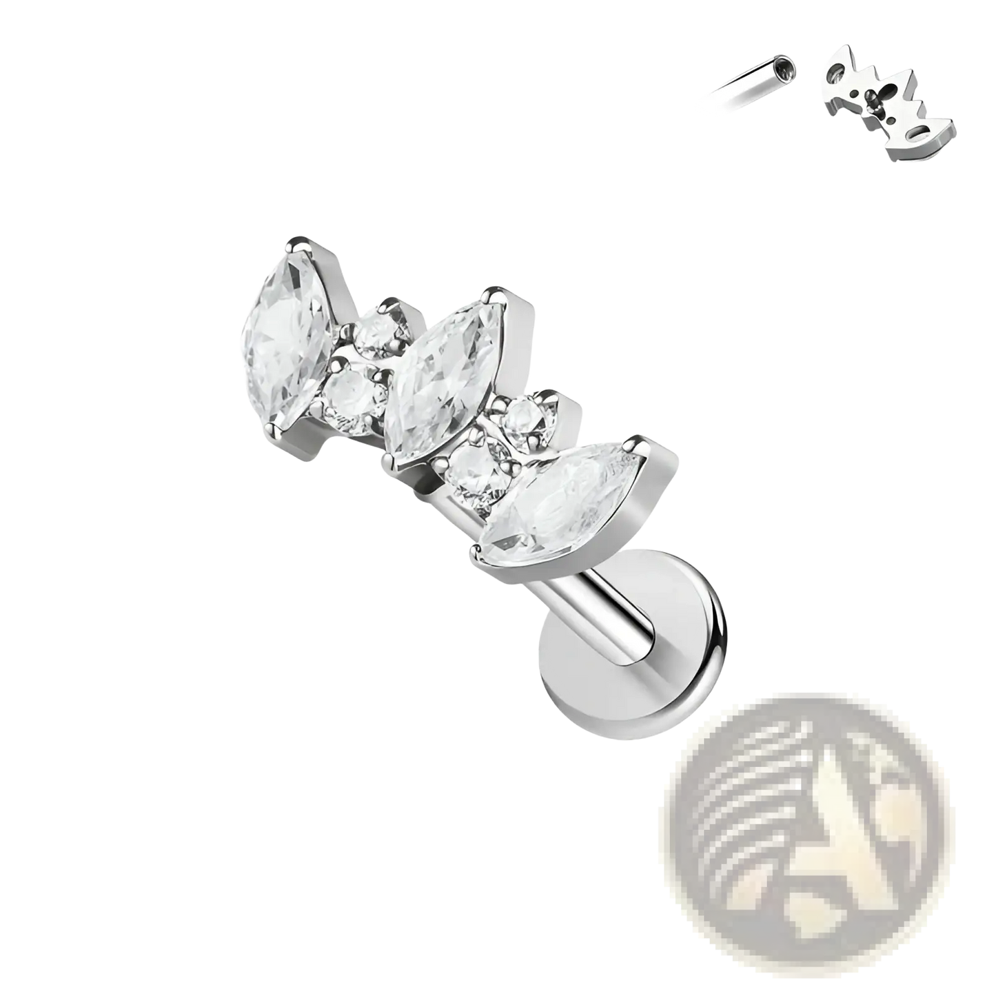 Women's Marquise Crystal Flower Stainless Steel Studs