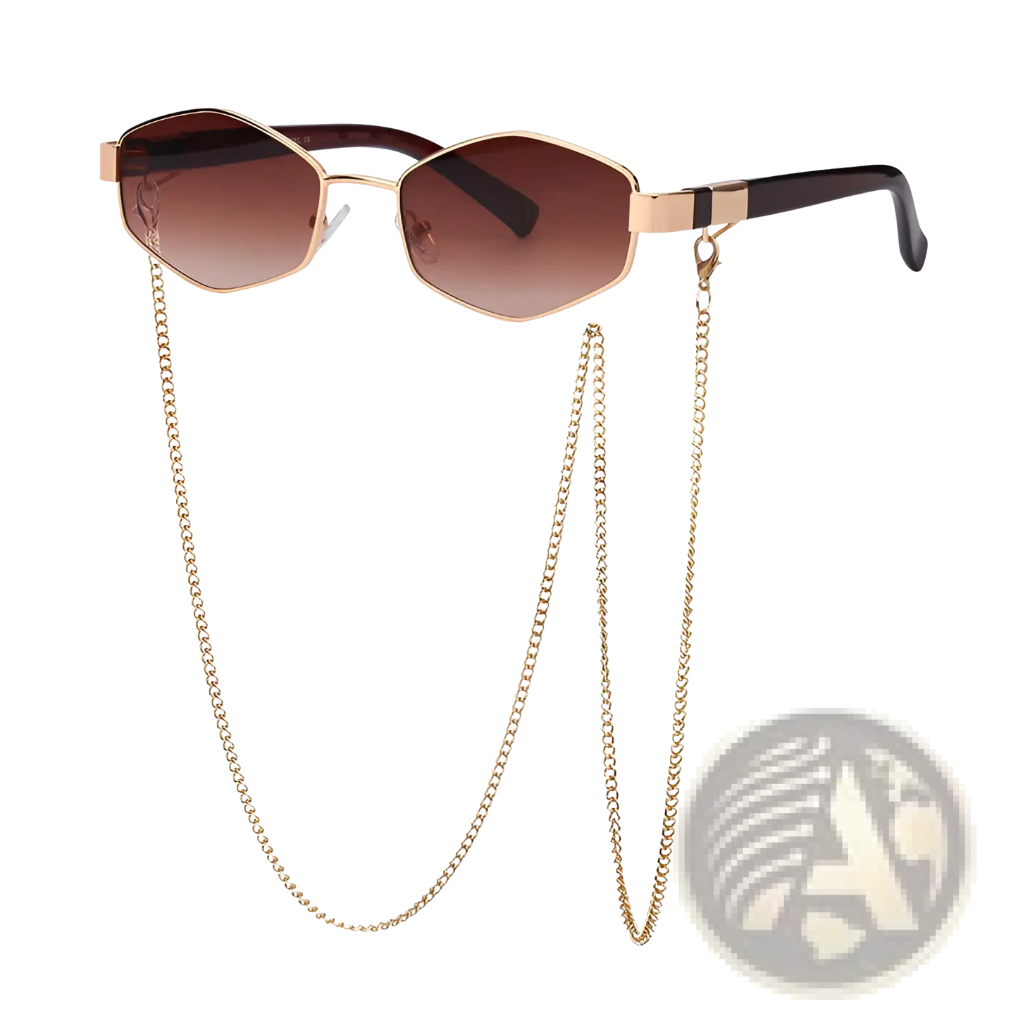 Women's Octagonal Chain Accent Gradient Sunglasses
