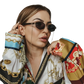 Women's Octagonal Chain Accent Gradient Sunglasses