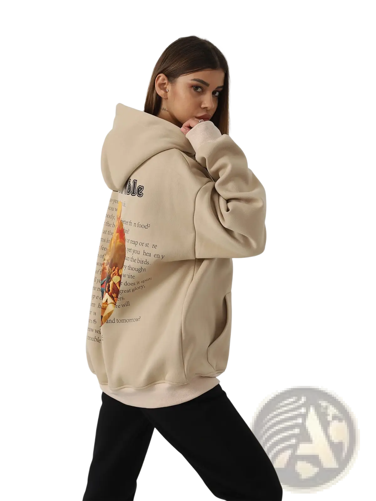 Women's Oversized Graphic Print Art Hoodie