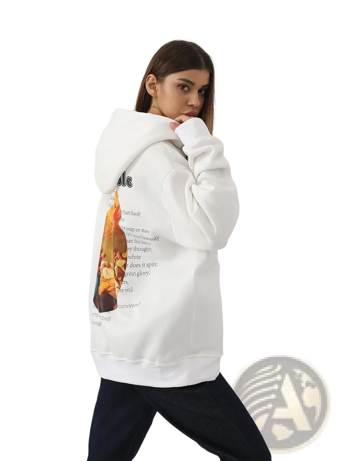 Women's Oversized Graphic Print Art Hoodie