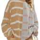 Women's Oversized Split Color Striped Knit Sweater