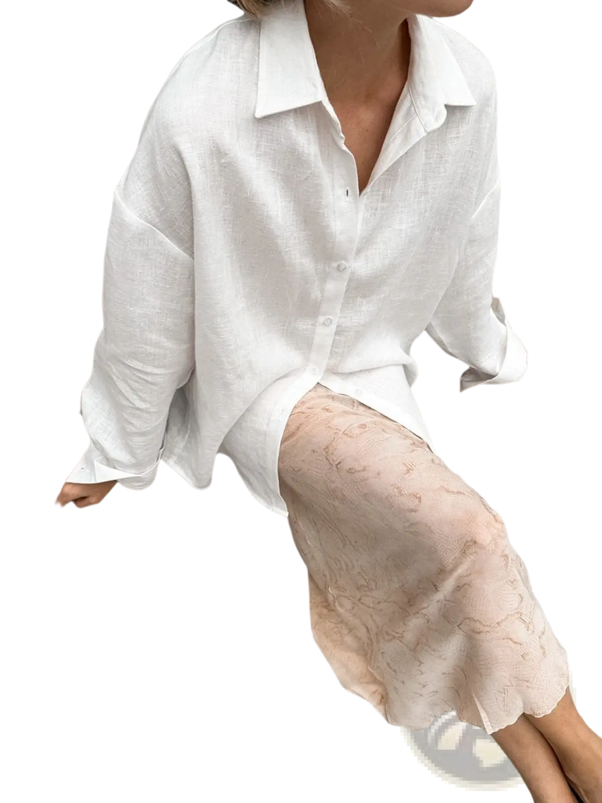 Women's Oversized Textured Button Up Cardigan Blouse