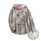 Women's Plaid Long Sleeve Hooded Button Up Shirt