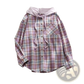 Women's Plaid Long Sleeve Hooded Button Up Shirt
