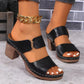 Women's Plaid Round Toe Chunky Heel Sandals