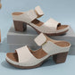Women's Plaid Round Toe Chunky Heel Sandals