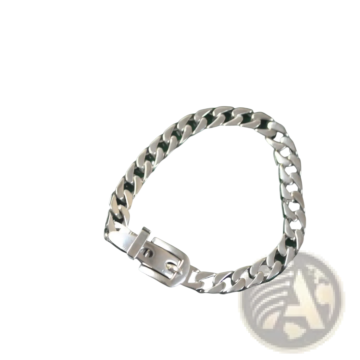 Women's Platinum Plated Stainless Steel Buckle Chain Bracelet