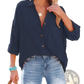 Women's Relaxed Fit Dropped Shoulder Button Up Shirt
