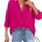 Women's Relaxed Fit Dropped Shoulder Button Up Shirt