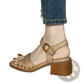 Women's Retro French Leather Mid Heel Sandals