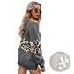 Women's off Shoulder Leopard Print Spliced Sweatshirt