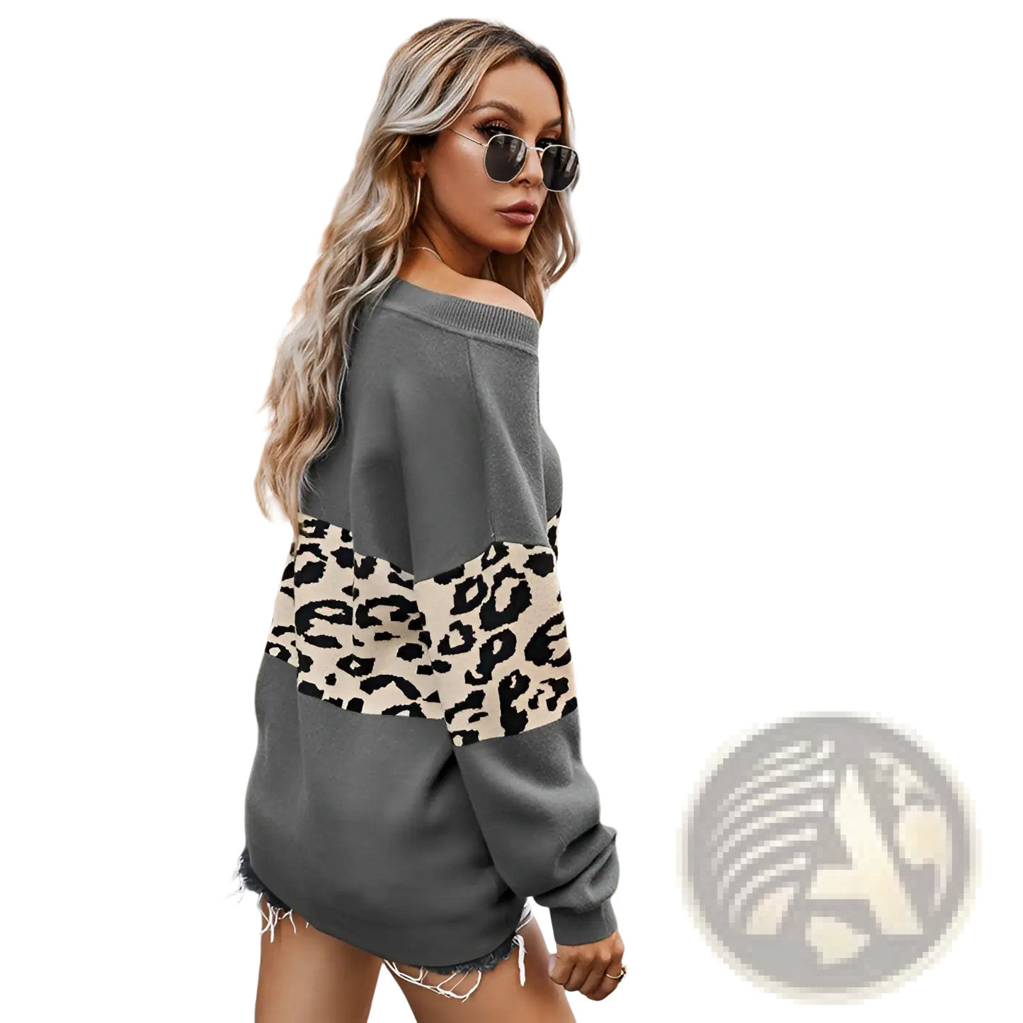 Women's off Shoulder Leopard Print Spliced Sweatshirt