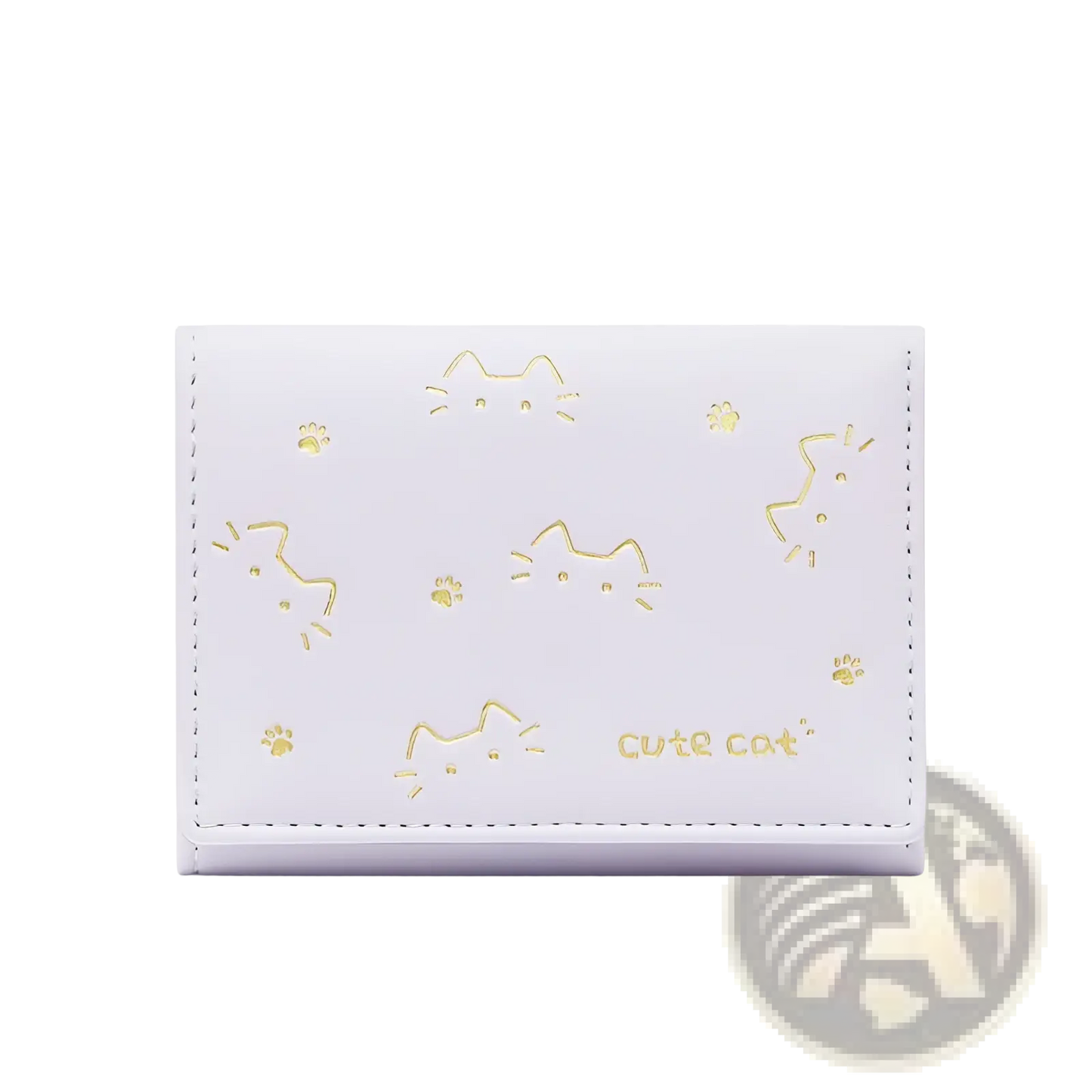 Women's Small Cat Print Folding Leather Wallet