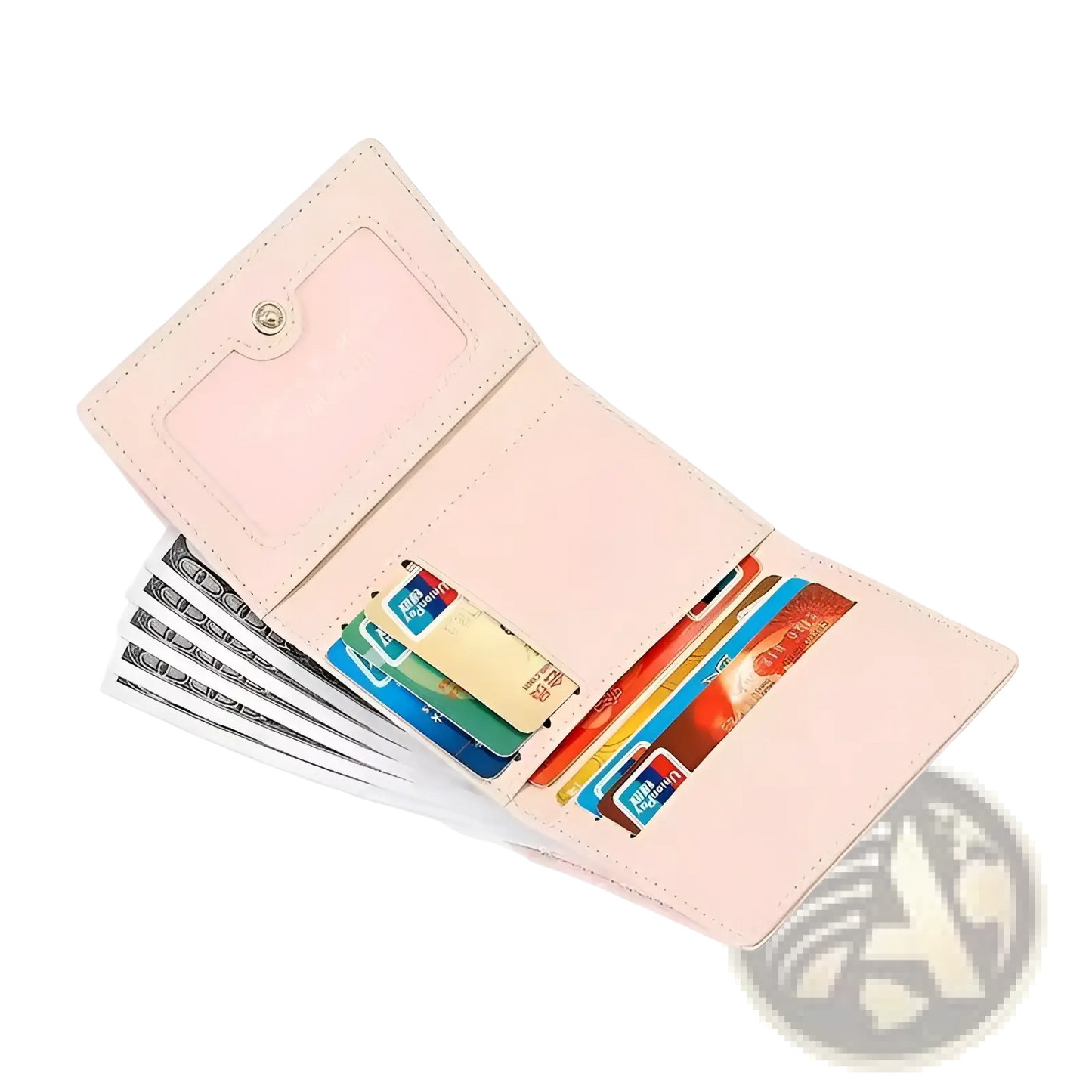 Women's Small Cat Print Folding Leather Wallet