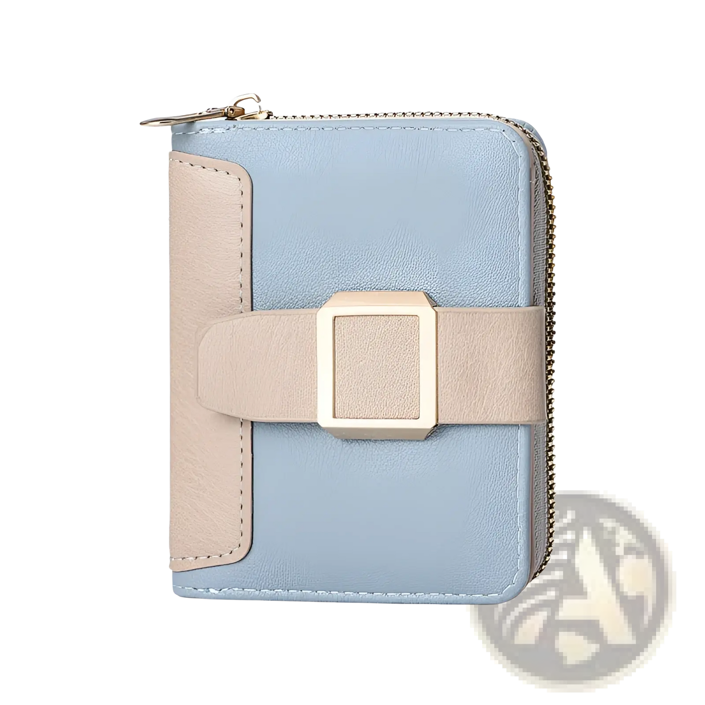 Women's Small Leather Wallet with Buckle and Zipper
