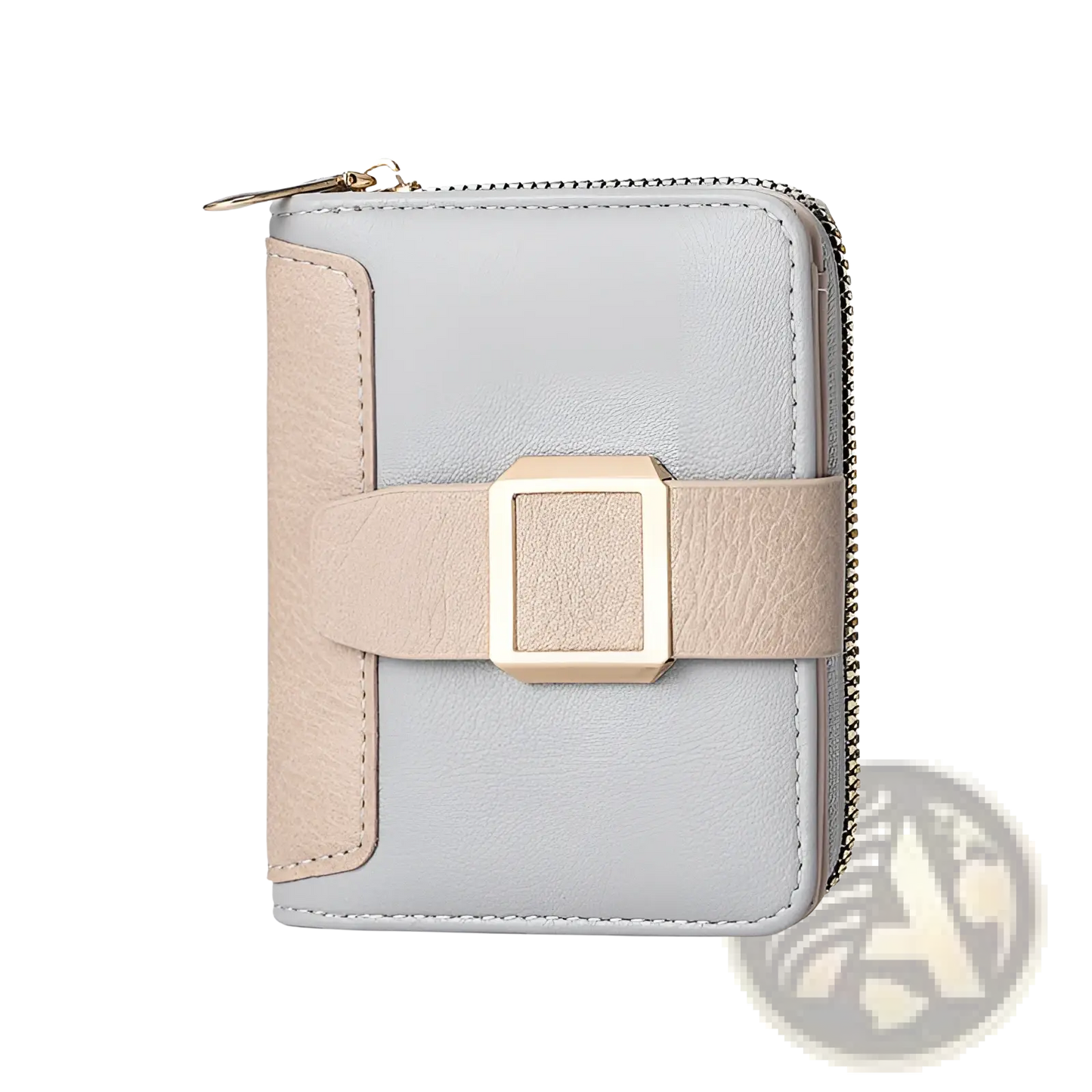 Women's Small Leather Wallet with Buckle and Zipper