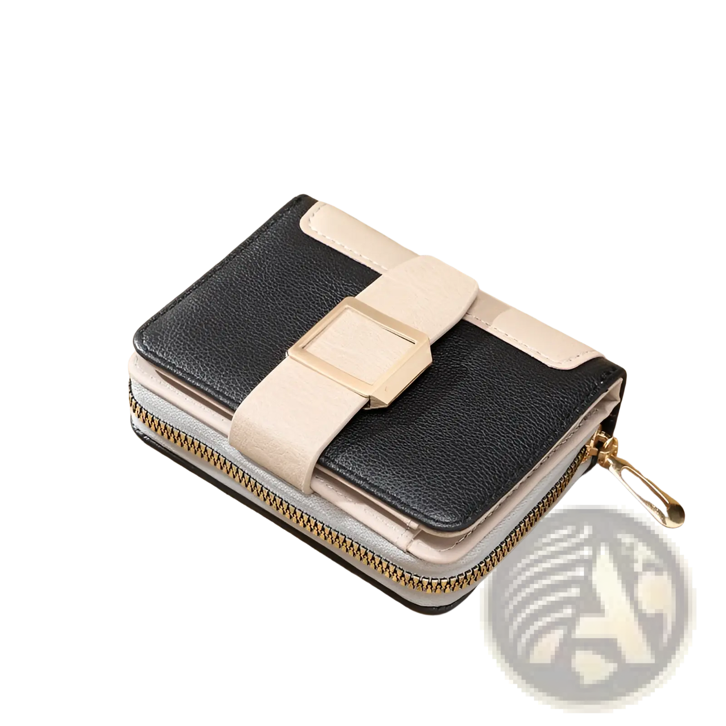 Women's Small Leather Wallet with Buckle and Zipper