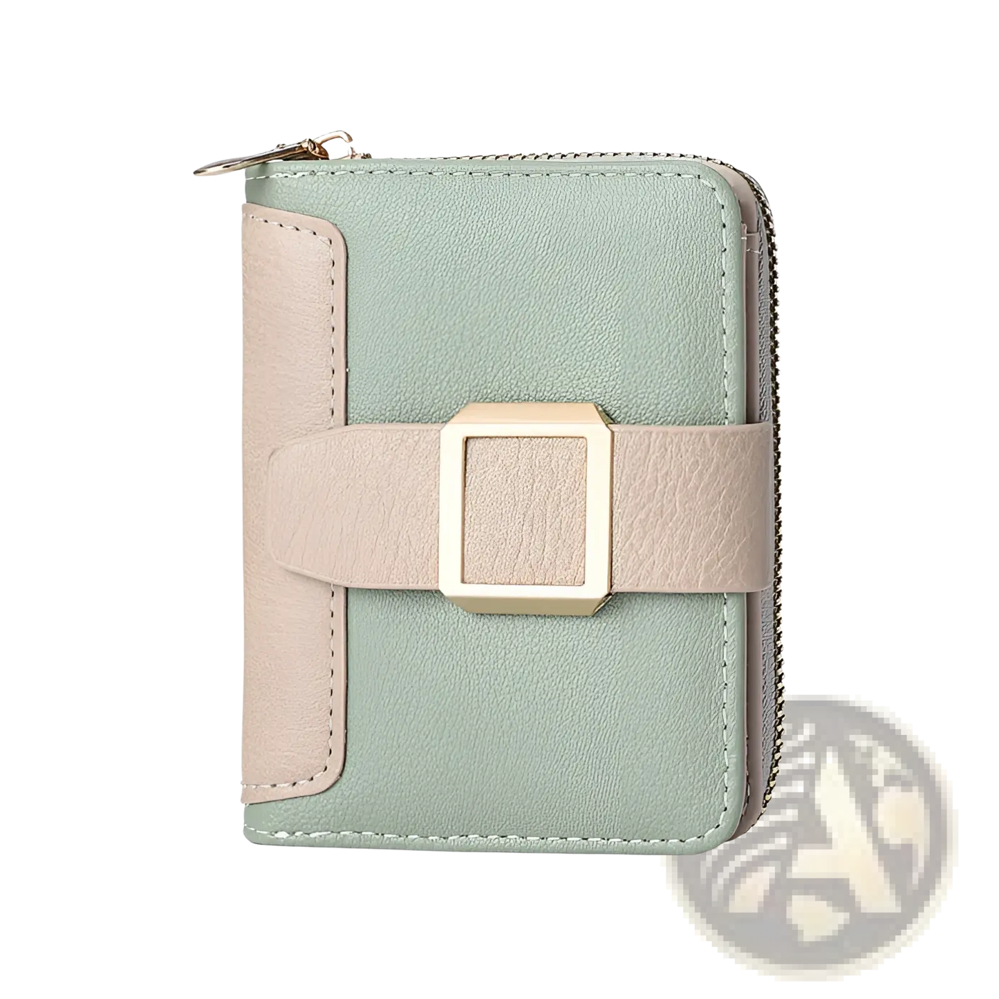 Women's Small Leather Wallet with Buckle and Zipper