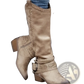 Women's Suede Knight Boots with Buckle Strap