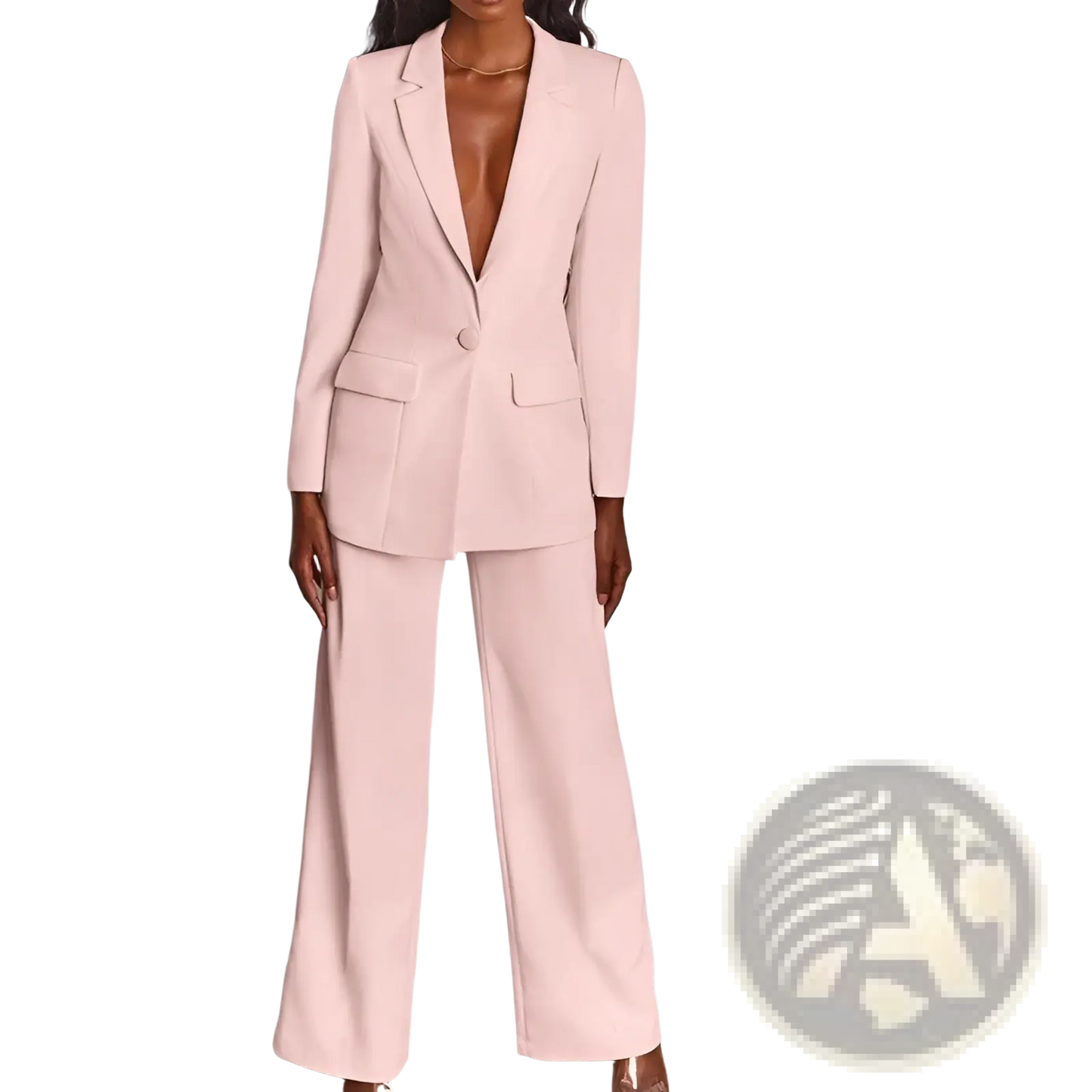 Women's Tailored Blazer and Wide Leg Trouser Suit Set