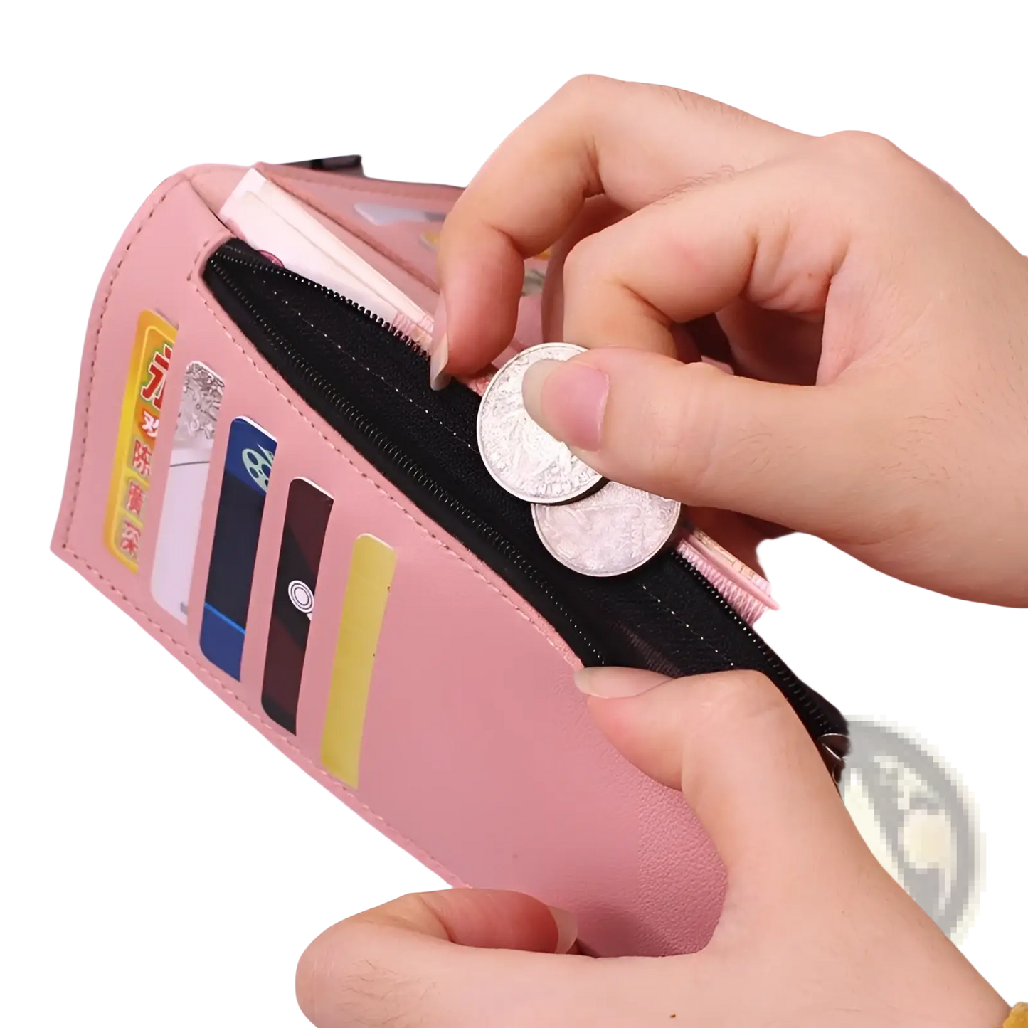 Women's Tri-fold Leather Clutch Wallet with Card Slots