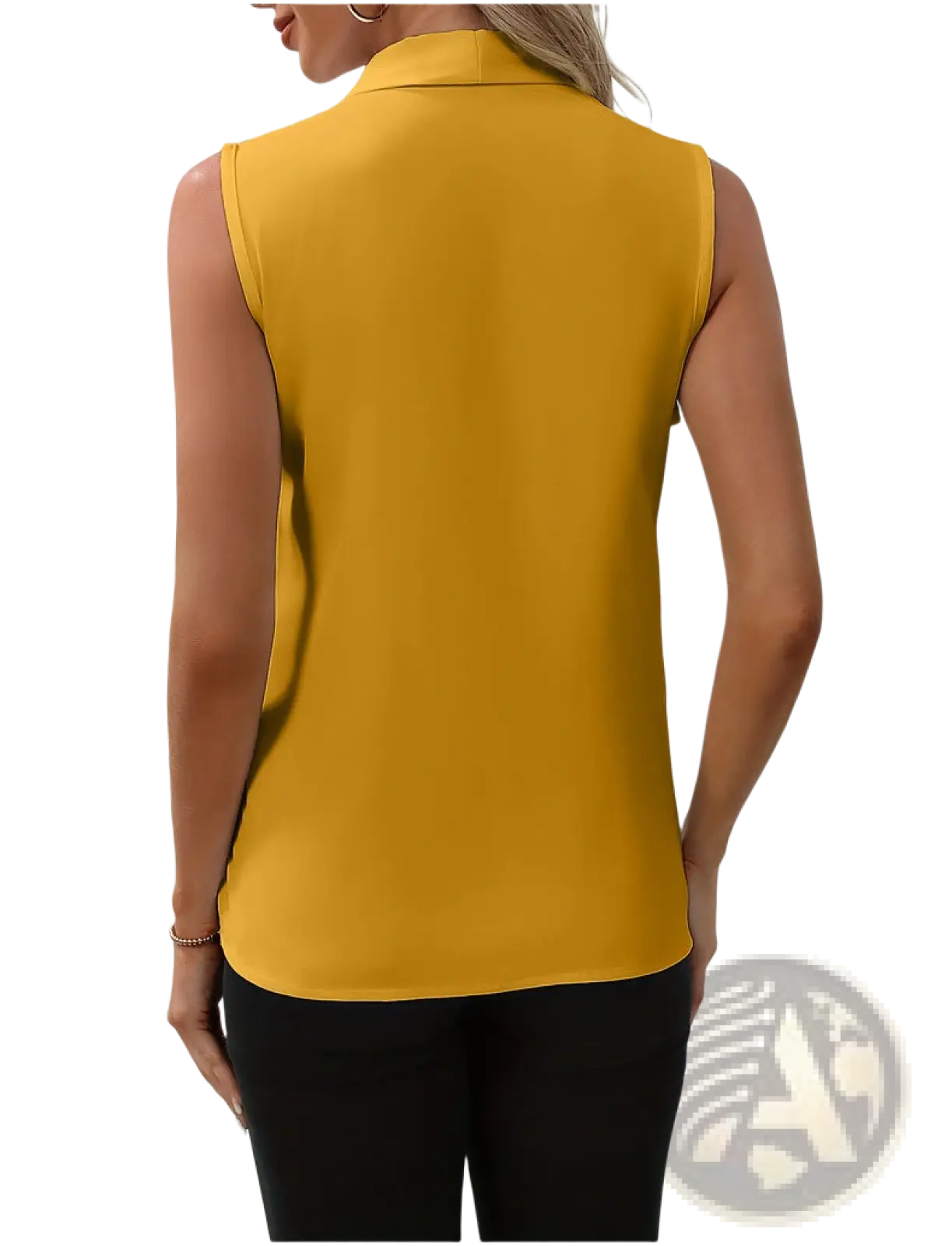 Women's V-neck Pleated Sleeveless Chiffon Blouse