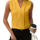 Women's V-neck Pleated Sleeveless Chiffon Blouse