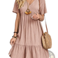 Women's V-neck Tiered Pleated Summer Dress