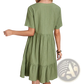 Women's V-neck Tiered Pleated Summer Dress