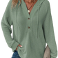 Women's v Neck Waffle Knit Button Hoodie Sweater