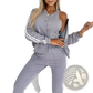 Women's Varsity Button Up Jogger Set Three Piece Suit