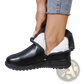 Women's Winter Fleece Ankle Boots Zipper Leather Shoes