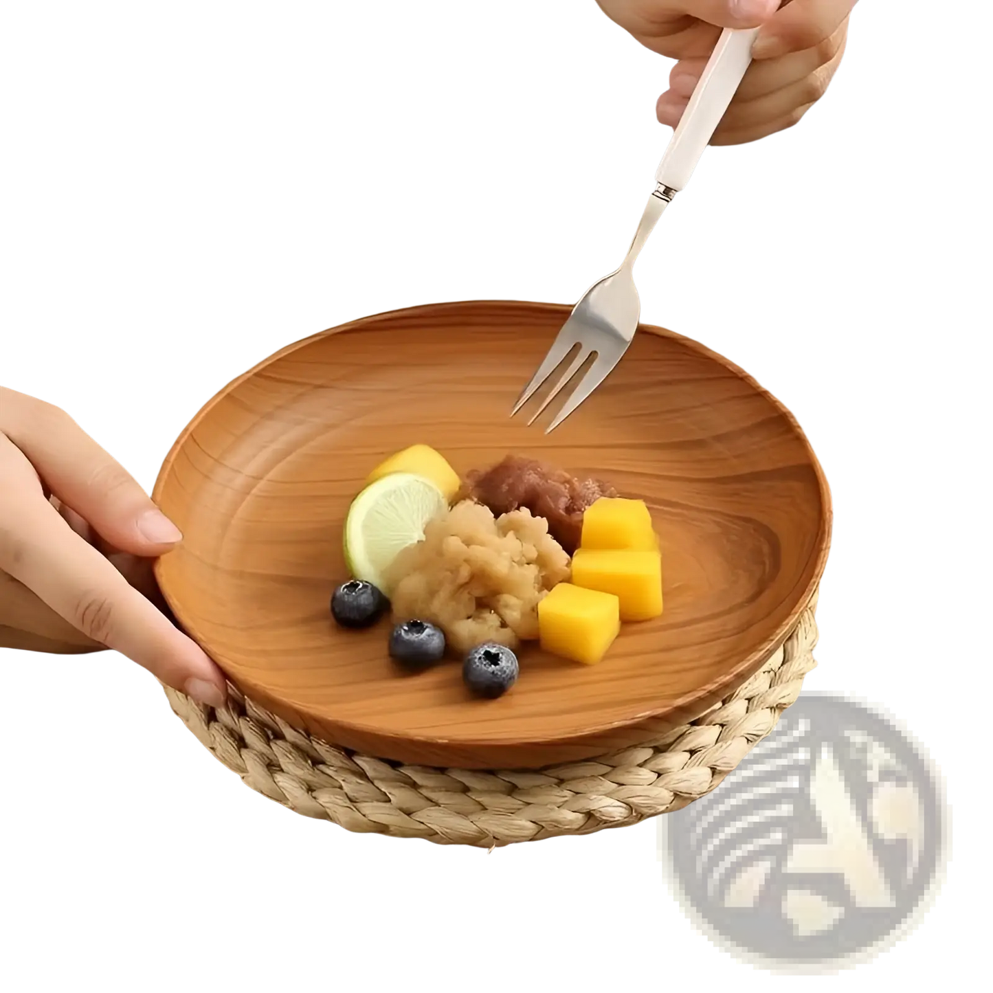 Wood Grain Plastic Plates 10pc Round Striped Design