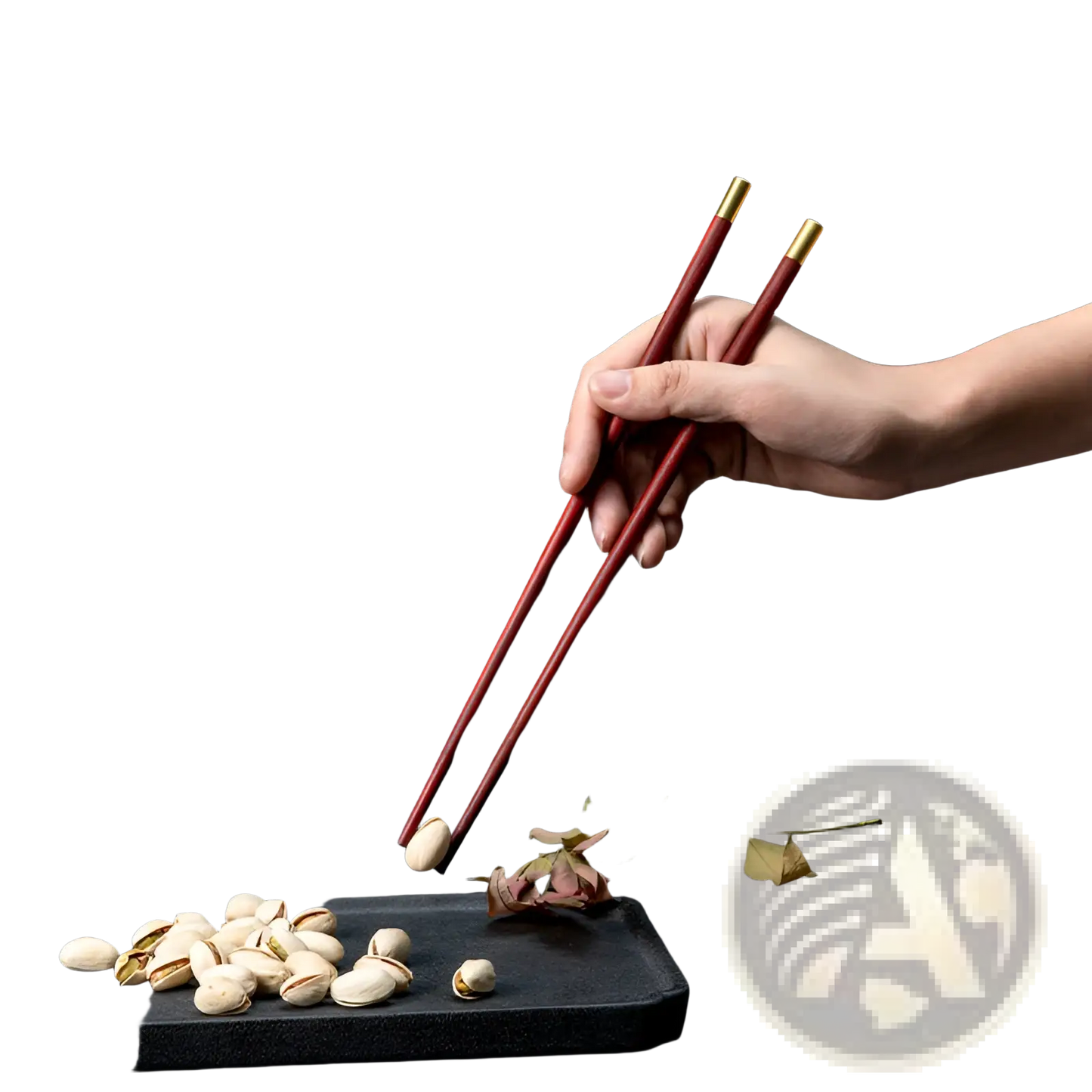 Wooden Chopsticks Set with Gold Tips 5 Pair Gift Box