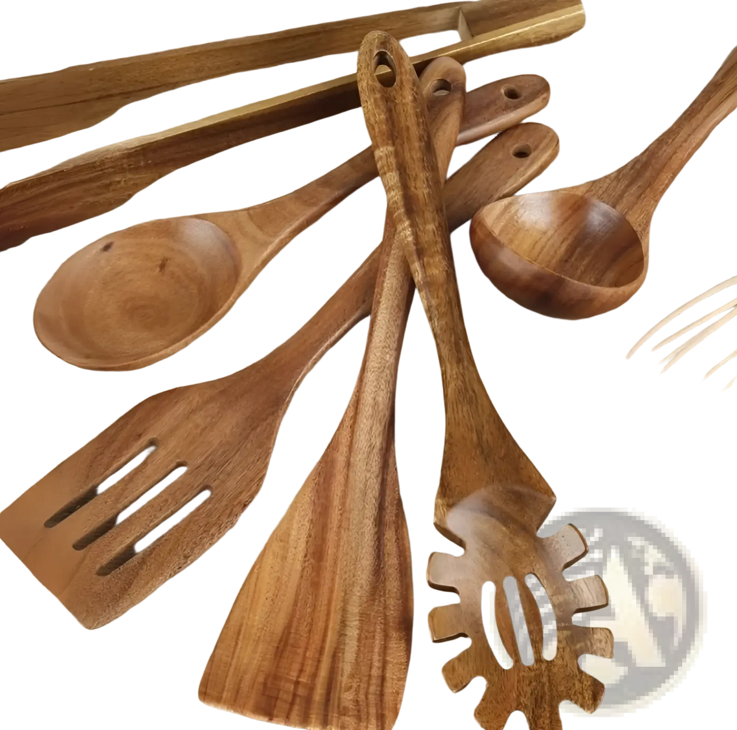 Wooden Cooking Utensils 7 Piece Non Stick Kitchen Set