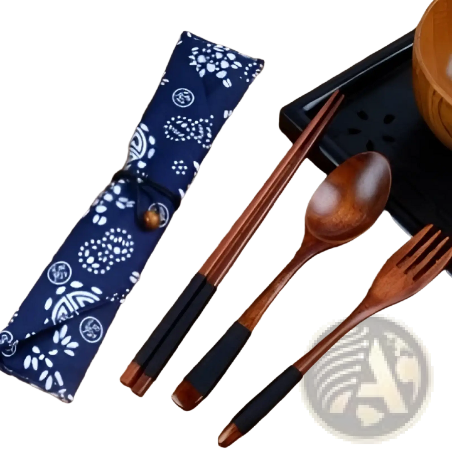 Wooden Cutlery Set 4 Piece Reusable Travel Utensils