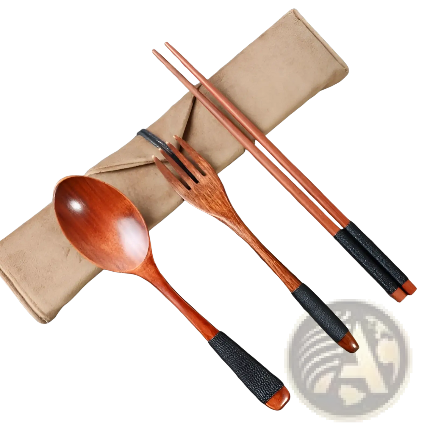 Wooden Cutlery Set 4 Piece Reusable Travel Utensils