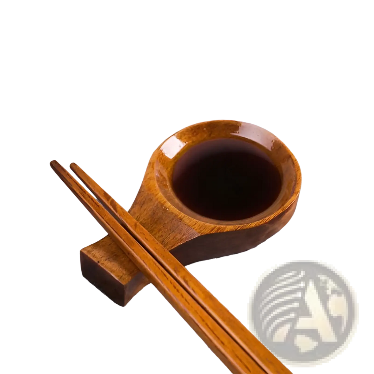 Wooden Dipping Sauce Dish with Chopstick Rest